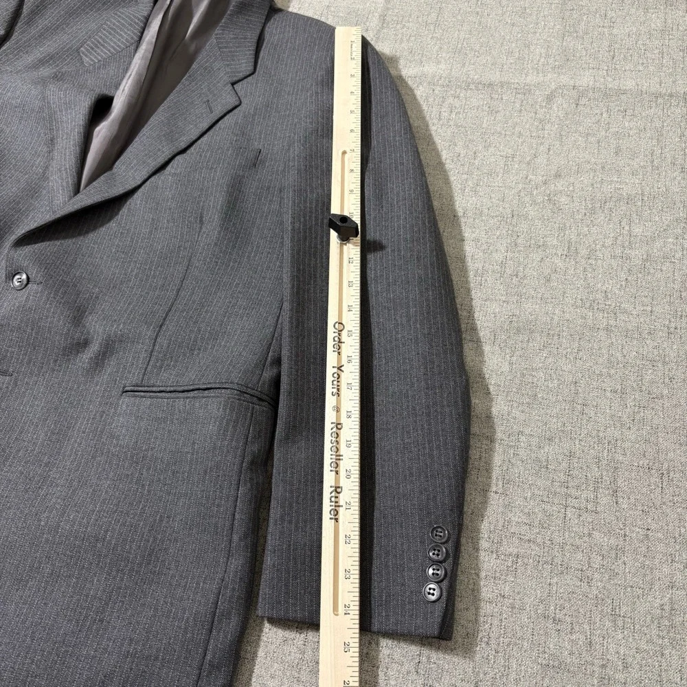 Vtg St Michael Men Pinstripe Suit 42R* 3 Piece Wool Gray Jacket Vest Pant 40x29